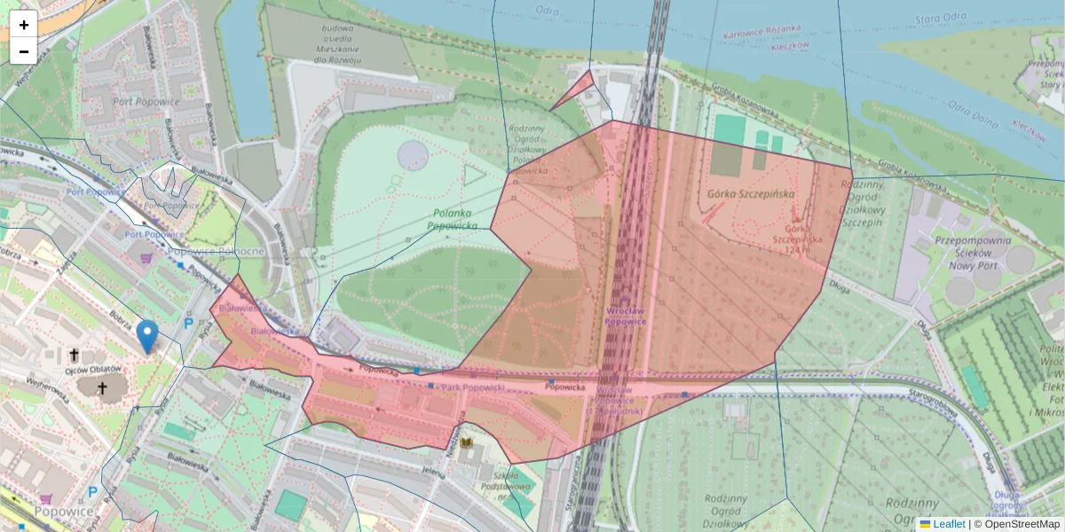 Szczegółowa mapa kodu pocztowego 54-237 z granicami, sąsiednimi kodami pocztowymi i urzędami pocztowymi