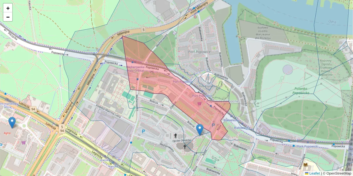 Szczegółowa mapa kodu pocztowego 54-238 z granicami, sąsiednimi kodami pocztowymi i urzędami pocztowymi
