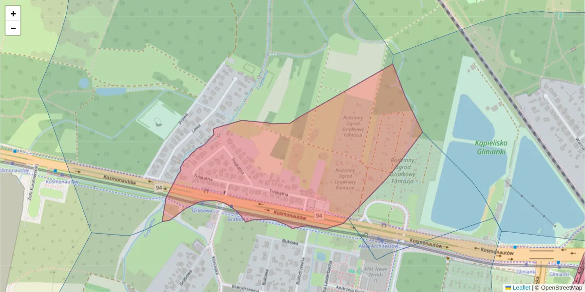 Szczegółowa mapa kodu pocztowego 54-414 z granicami, sąsiednimi kodami pocztowymi i urzędami pocztowymi