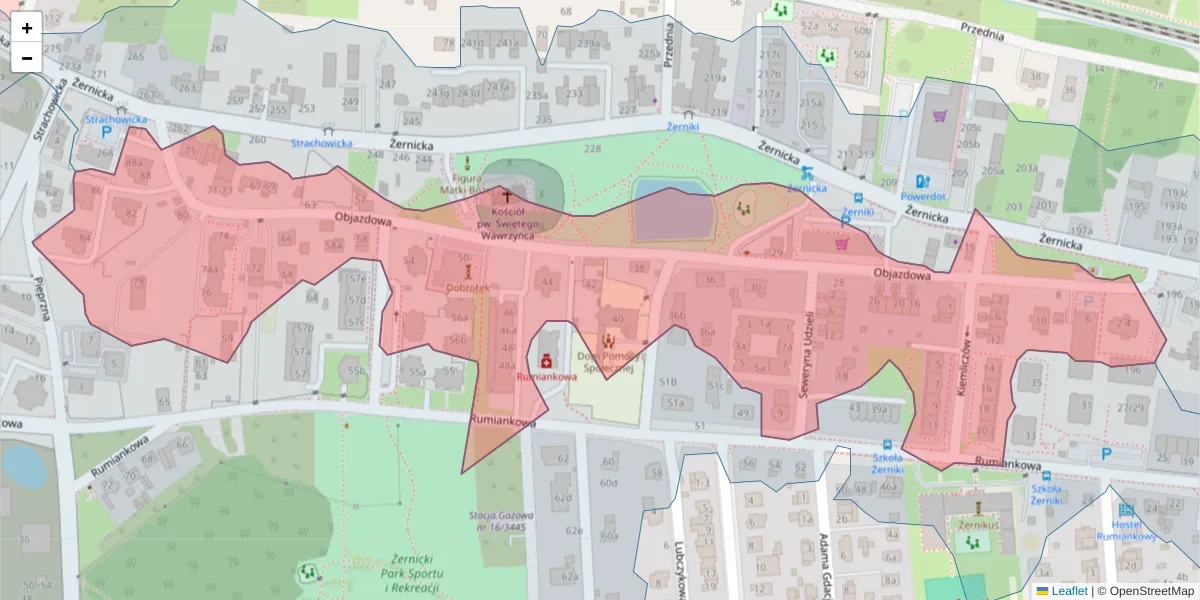 Szczegółowa mapa kodu pocztowego 54-513 z granicami, sąsiednimi kodami pocztowymi i urzędami pocztowymi