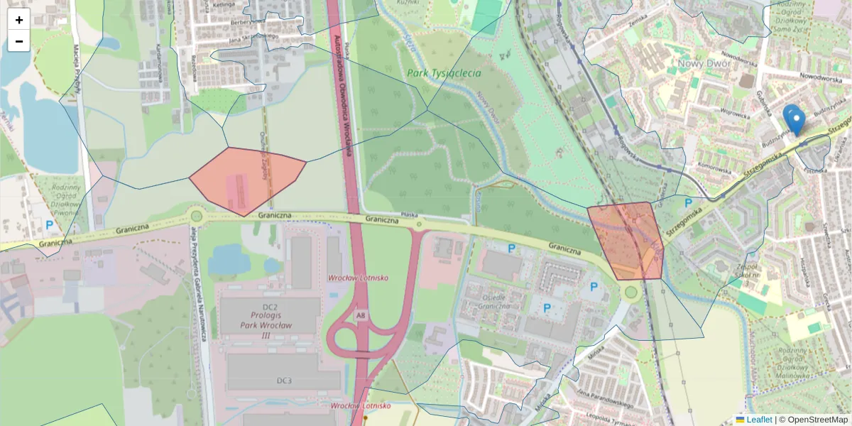 Szczegółowa mapa kodu pocztowego 54-516 z granicami, sąsiednimi kodami pocztowymi i urzędami pocztowymi