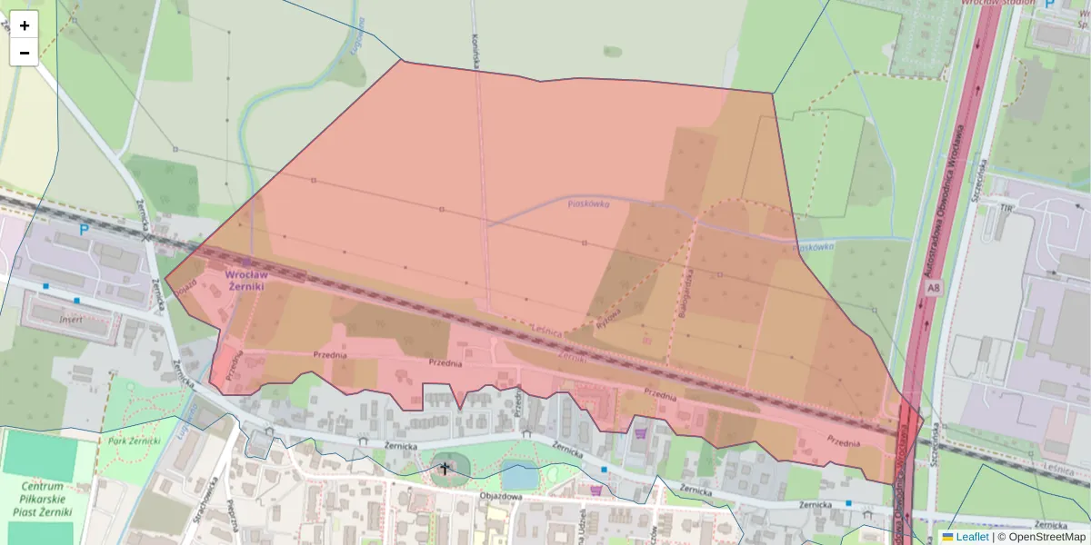 Szczegółowa mapa kodu pocztowego 54-518 z granicami, sąsiednimi kodami pocztowymi i urzędami pocztowymi