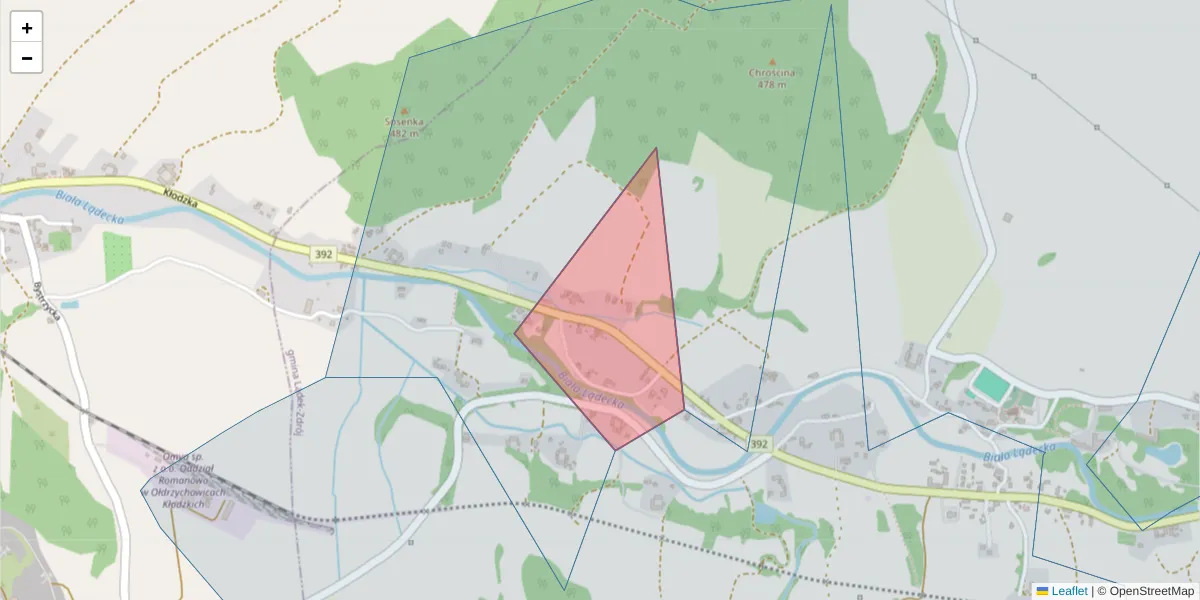 Szczegółowa mapa kodu pocztowego 54-540 z granicami, sąsiednimi kodami pocztowymi i urzędami pocztowymi
