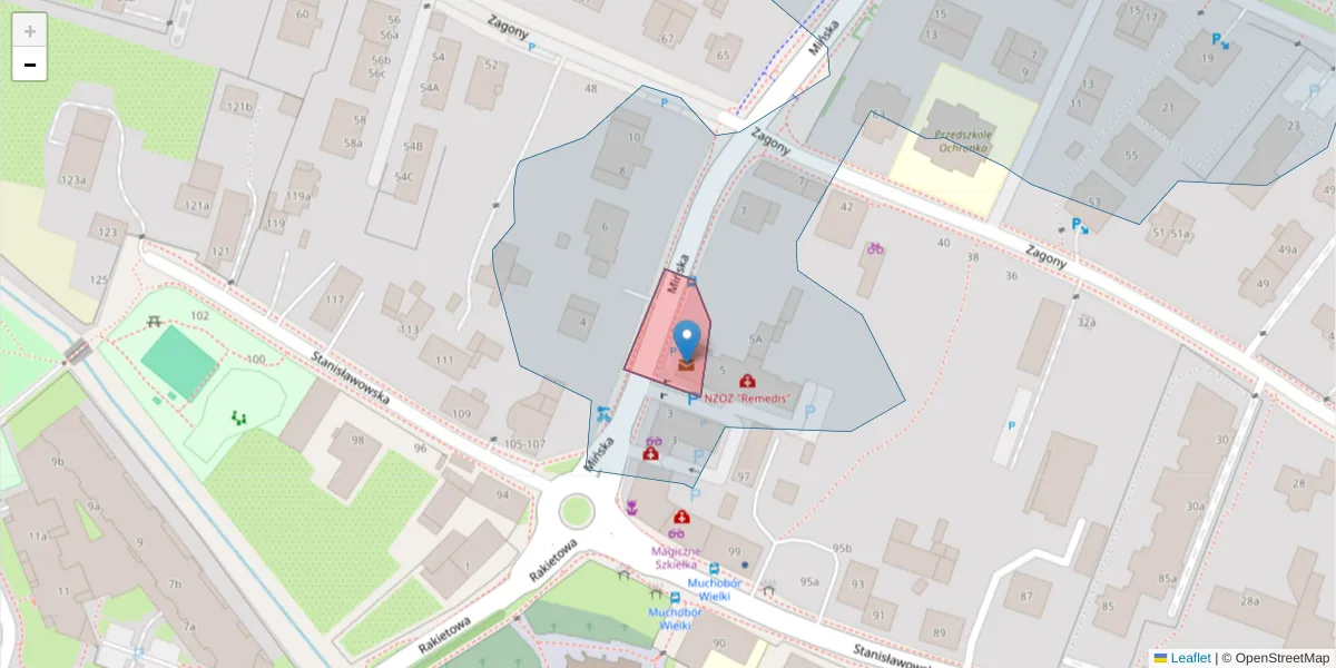 Szczegółowa mapa kodu pocztowego 54-612 z granicami, sąsiednimi kodami pocztowymi i urzędami pocztowymi