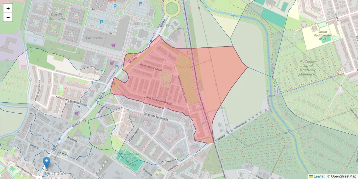 Szczegółowa mapa kodu pocztowego 54-622 z granicami, sąsiednimi kodami pocztowymi i urzędami pocztowymi