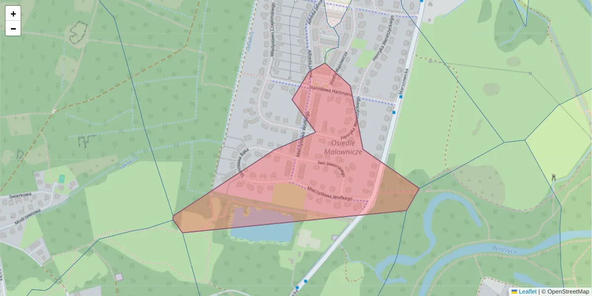 Szczegółowa mapa kodu pocztowego 54-701 z granicami, sąsiednimi kodami pocztowymi i urzędami pocztowymi