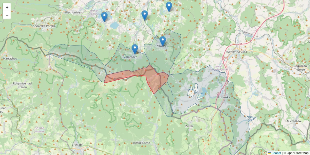 Szczegółowa mapa kodu pocztowego 54227 z granicami, sąsiednimi kodami pocztowymi i urzędami pocztowymi