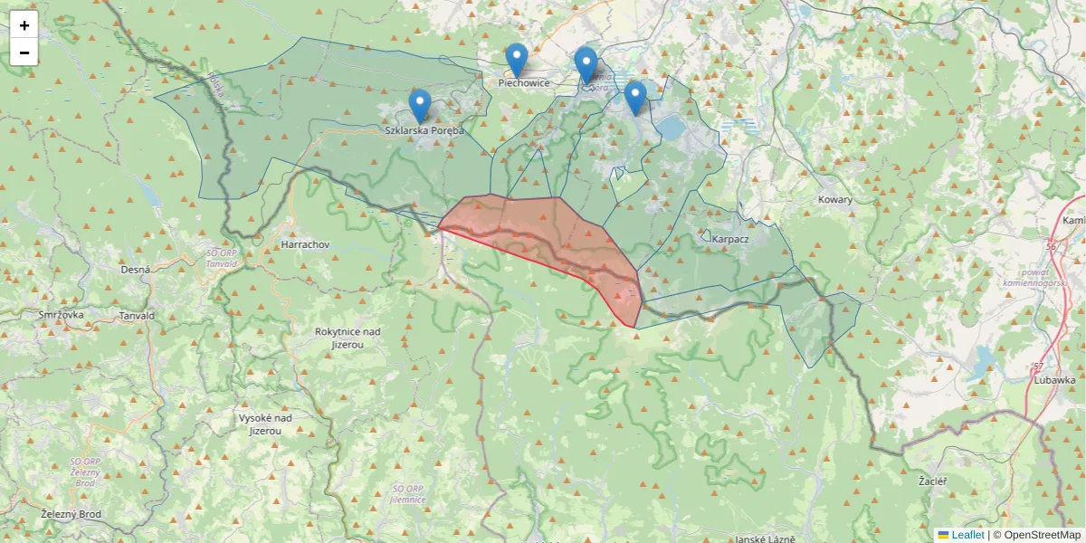 Szczegółowa mapa kodu pocztowego 54351 z granicami, sąsiednimi kodami pocztowymi i urzędami pocztowymi