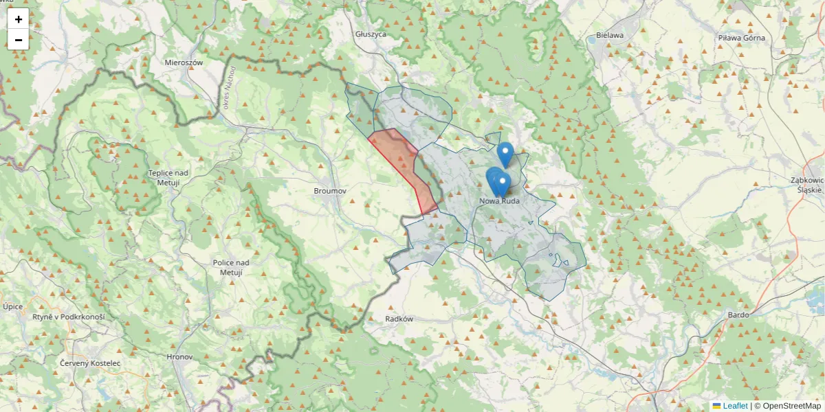 Szczegółowa mapa kodu pocztowego 54971 z granicami, sąsiednimi kodami pocztowymi i urzędami pocztowymi