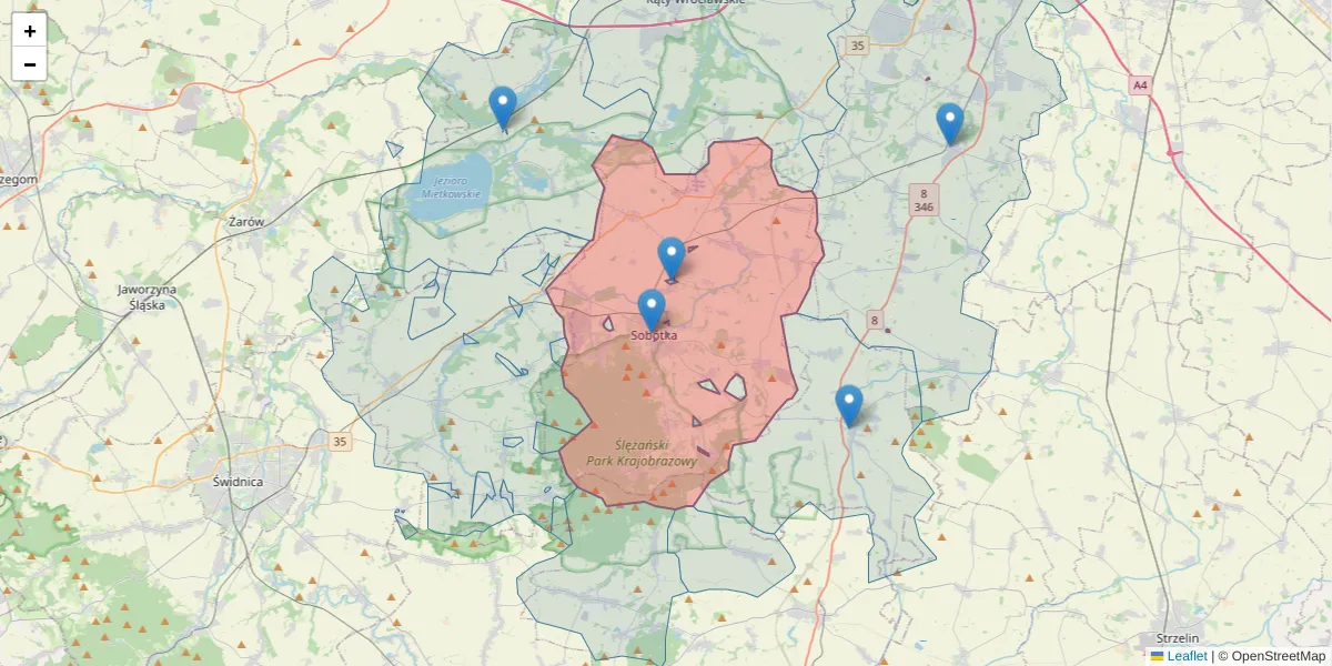 Szczegółowa mapa kodu pocztowego 55-050 z granicami, sąsiednimi kodami pocztowymi i urzędami pocztowymi