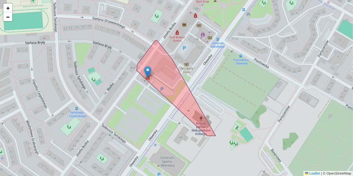 Szczegółowa mapa kodu pocztowego 55-231 z granicami, sąsiednimi kodami pocztowymi i urzędami pocztowymi