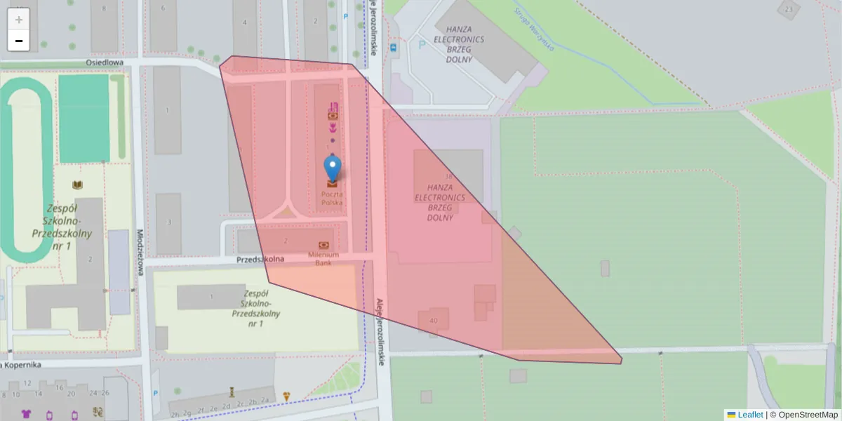 Szczegółowa mapa kodu pocztowego 56-122 z granicami, sąsiednimi kodami pocztowymi i urzędami pocztowymi