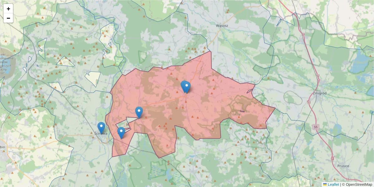 Szczegółowa mapa kodu pocztowego 56-160 z granicami, sąsiednimi kodami pocztowymi i urzędami pocztowymi