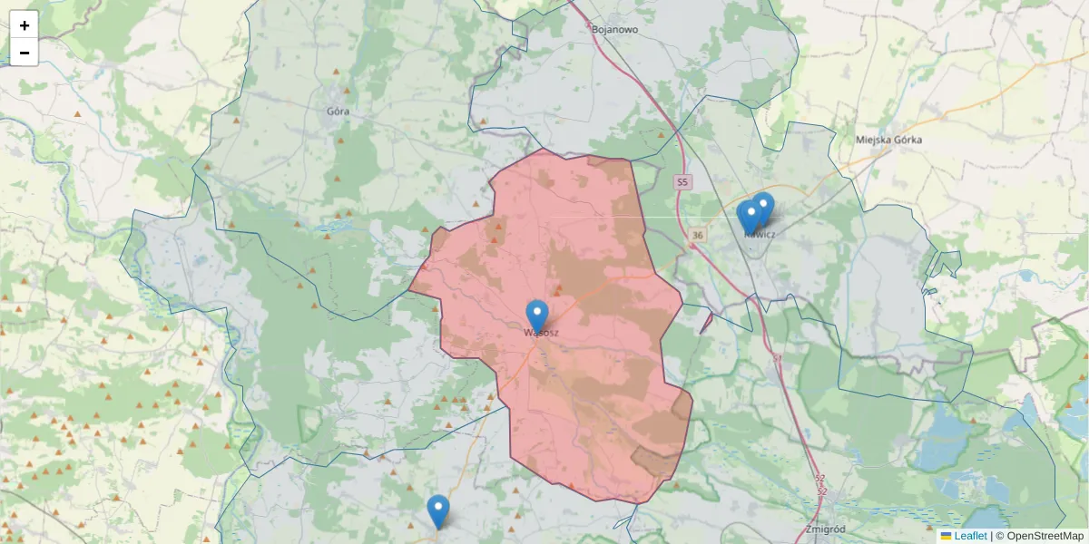 Szczegółowa mapa kodu pocztowego 56-210 z granicami, sąsiednimi kodami pocztowymi i urzędami pocztowymi