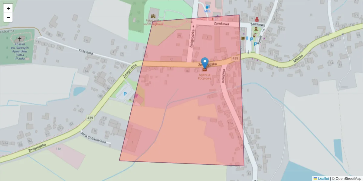 Szczegółowa mapa kodu pocztowego 56-301 z granicami, sąsiednimi kodami pocztowymi i urzędami pocztowymi