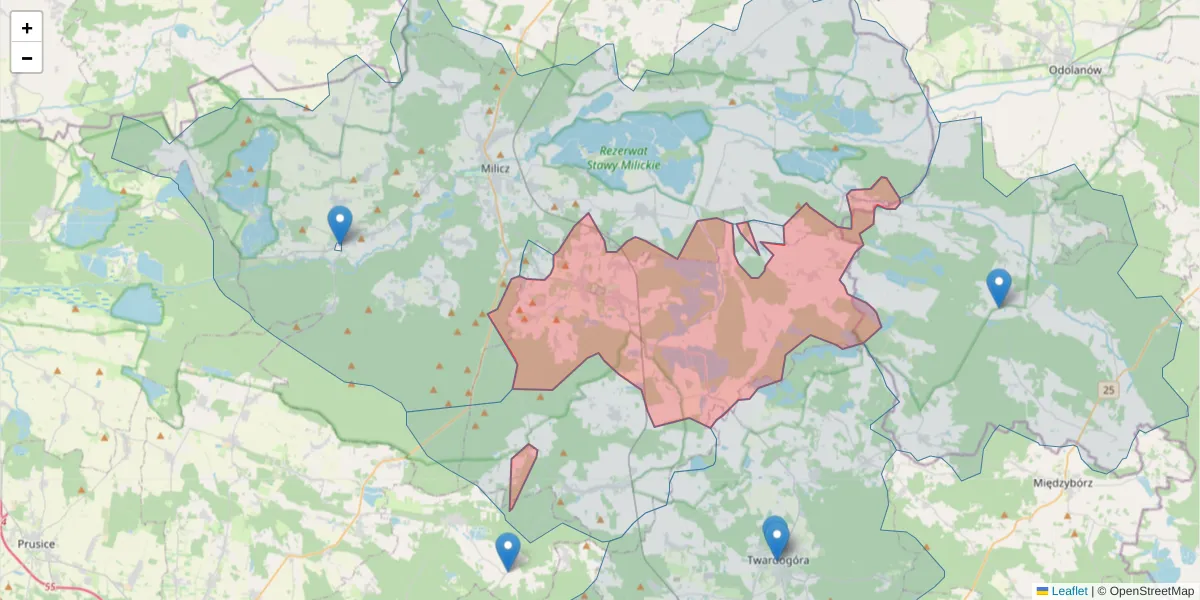Szczegółowa mapa kodu pocztowego 56-320 z granicami, sąsiednimi kodami pocztowymi i urzędami pocztowymi