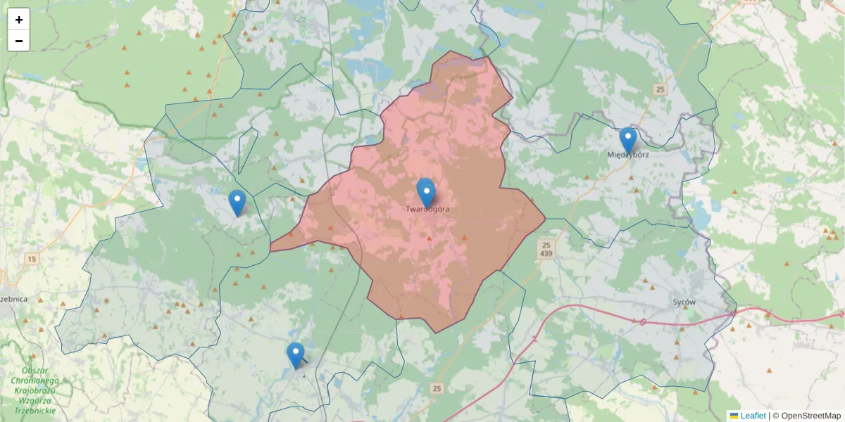 Szczegółowa mapa kodu pocztowego 56-416 z granicami, sąsiednimi kodami pocztowymi i urzędami pocztowymi