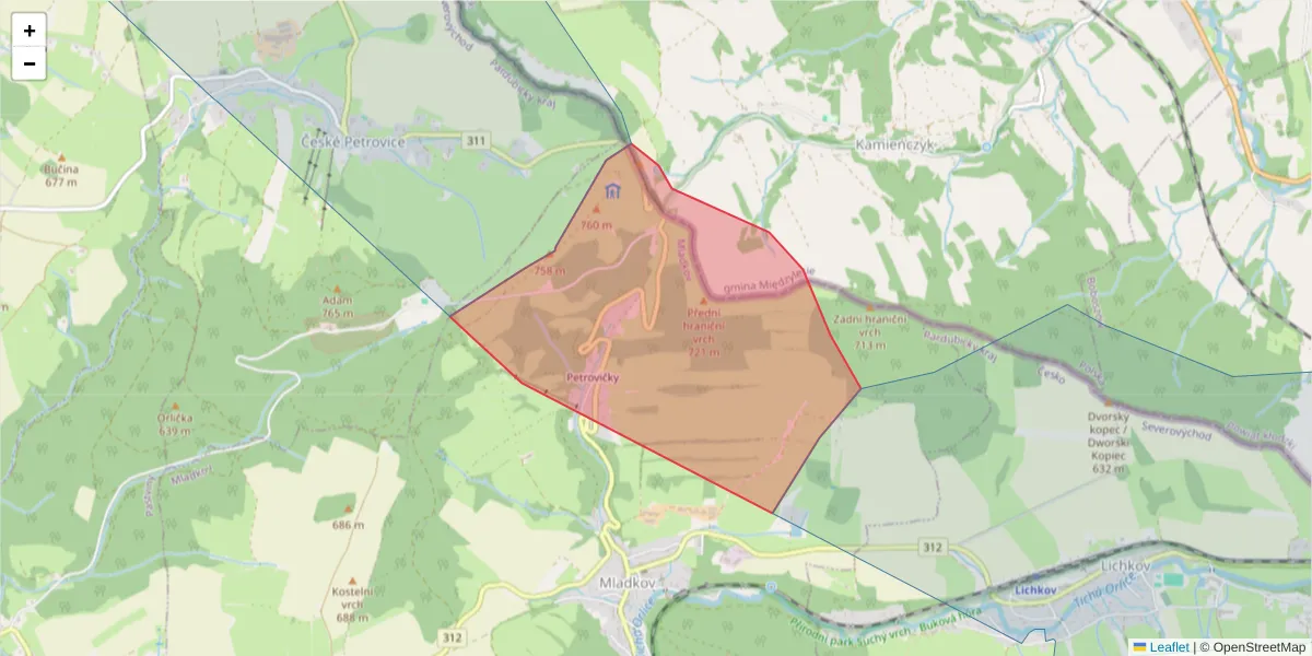 Szczegółowa mapa kodu pocztowego 56164 z granicami, sąsiednimi kodami pocztowymi i urzędami pocztowymi