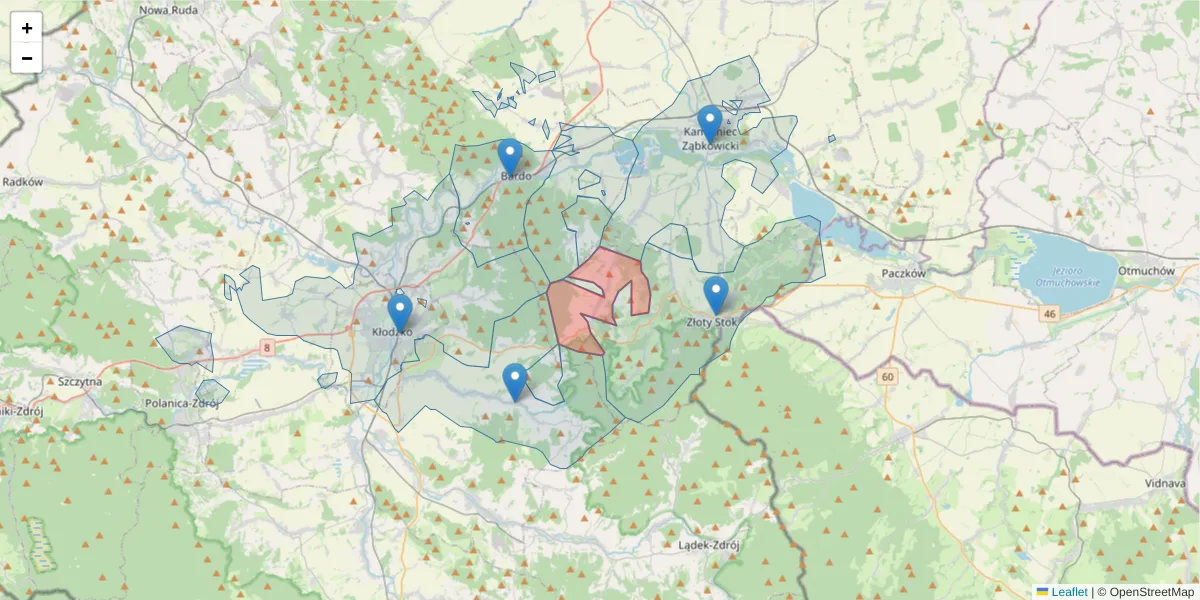 Szczegółowa mapa kodu pocztowego 57-251 z granicami, sąsiednimi kodami pocztowymi i urzędami pocztowymi