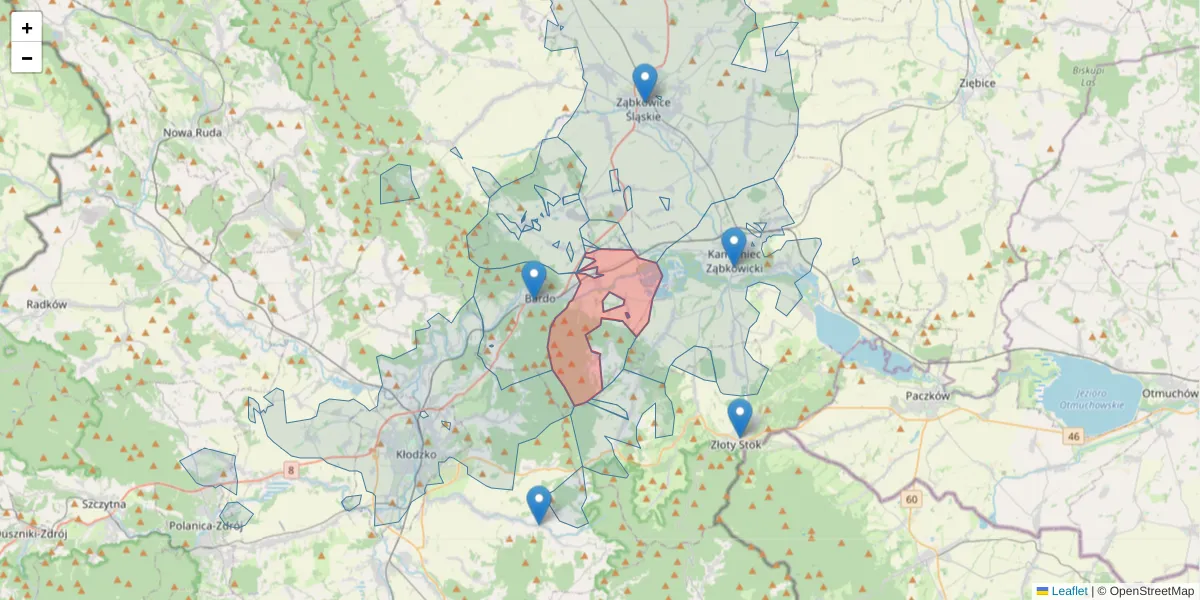 Szczegółowa mapa kodu pocztowego 57-255 z granicami, sąsiednimi kodami pocztowymi i urzędami pocztowymi