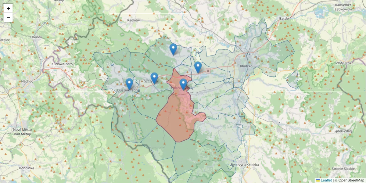 Szczegółowa mapa kodu pocztowego 57-320 z granicami, sąsiednimi kodami pocztowymi i urzędami pocztowymi