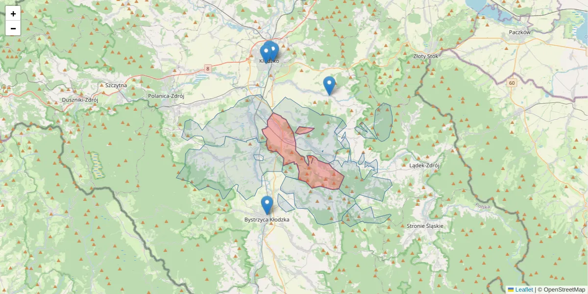 Szczegółowa mapa kodu pocztowego 57-361 z granicami, sąsiednimi kodami pocztowymi i urzędami pocztowymi