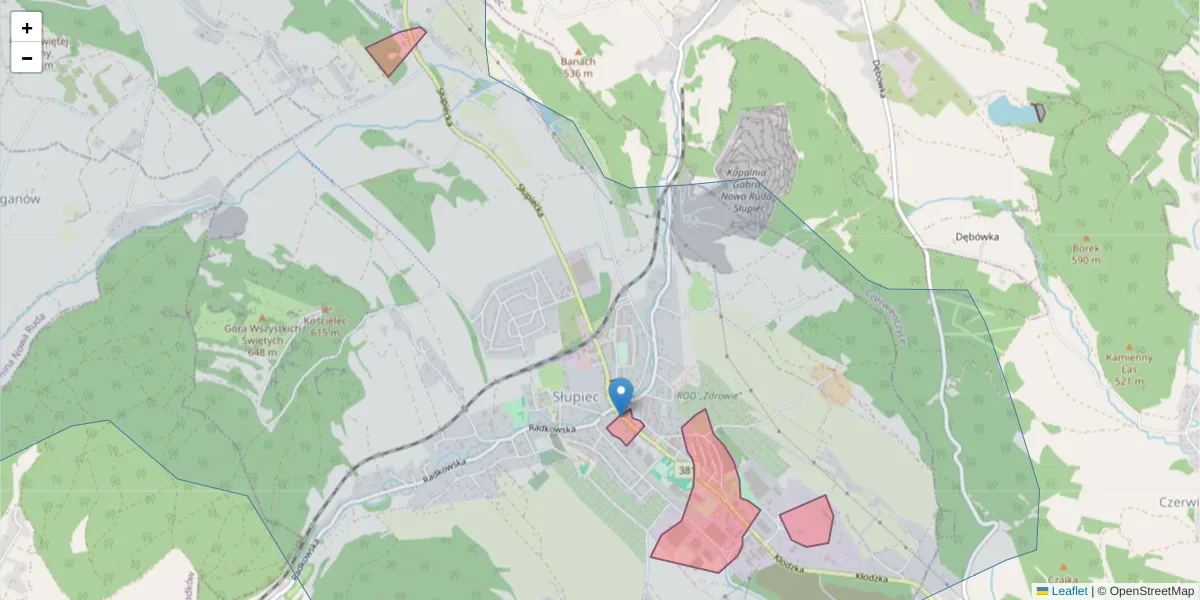 Szczegółowa mapa kodu pocztowego 57-402 z granicami, sąsiednimi kodami pocztowymi i urzędami pocztowymi