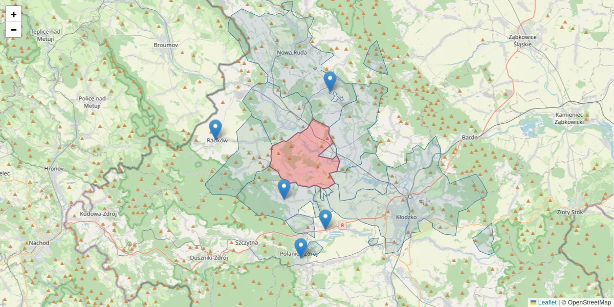 Szczegółowa mapa kodu pocztowego 57-409 z granicami, sąsiednimi kodami pocztowymi i urzędami pocztowymi