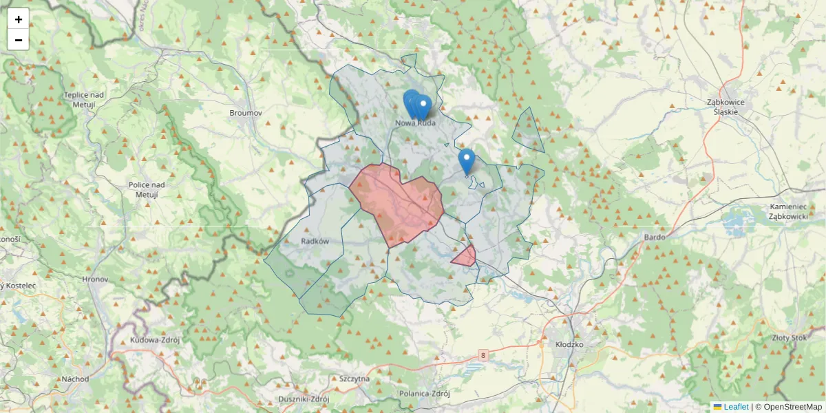 Szczegółowa mapa kodu pocztowego 57-410 z granicami, sąsiednimi kodami pocztowymi i urzędami pocztowymi