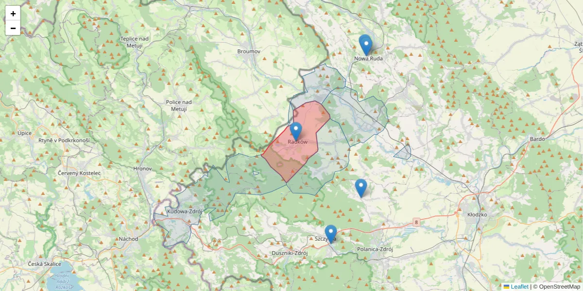 Szczegółowa mapa kodu pocztowego 57-420 z granicami, sąsiednimi kodami pocztowymi i urzędami pocztowymi