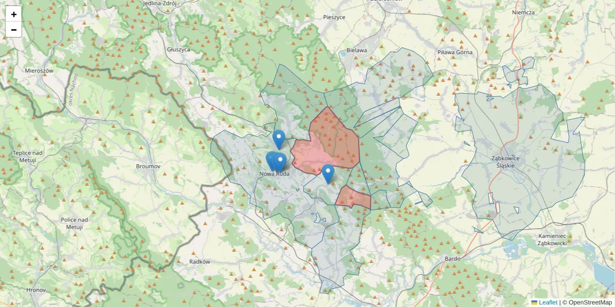 Szczegółowa mapa kodu pocztowego 57-431 z granicami, sąsiednimi kodami pocztowymi i urzędami pocztowymi