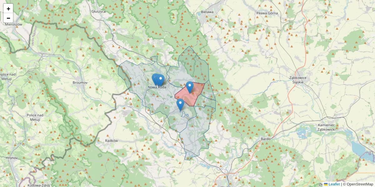 Szczegółowa mapa kodu pocztowego 57-432 z granicami, sąsiednimi kodami pocztowymi i urzędami pocztowymi