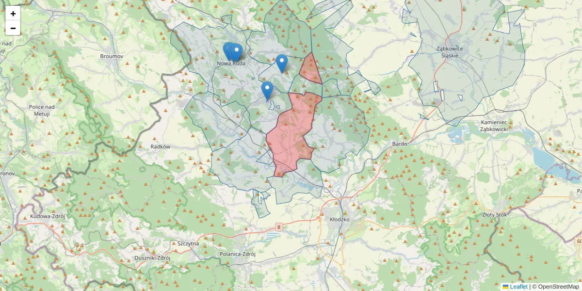Szczegółowa mapa kodu pocztowego 57-441 z granicami, sąsiednimi kodami pocztowymi i urzędami pocztowymi