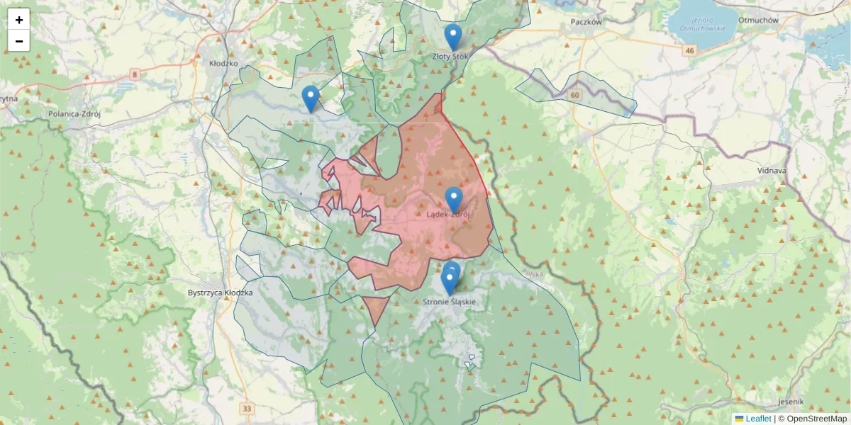 Szczegółowa mapa kodu pocztowego 57-540 z granicami, sąsiednimi kodami pocztowymi i urzędami pocztowymi