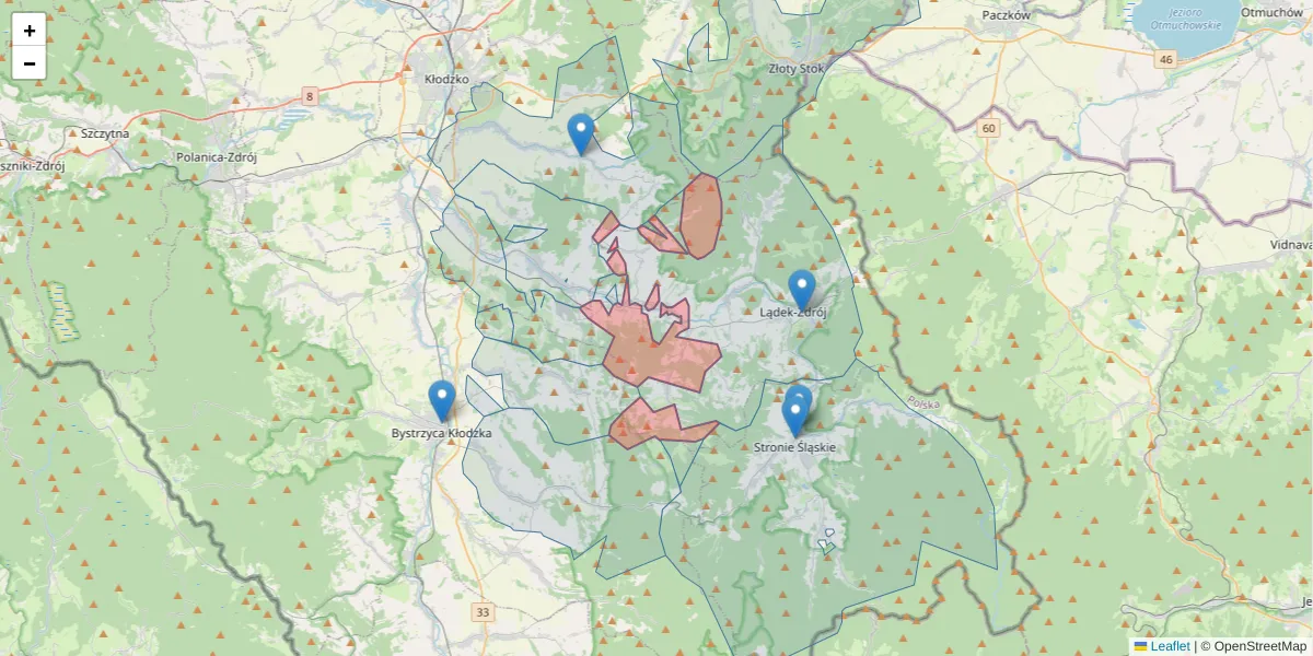 Szczegółowa mapa kodu pocztowego 57-541 z granicami, sąsiednimi kodami pocztowymi i urzędami pocztowymi
