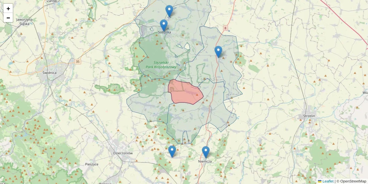 Szczegółowa mapa kodu pocztowego 58-214 z granicami, sąsiednimi kodami pocztowymi i urzędami pocztowymi
