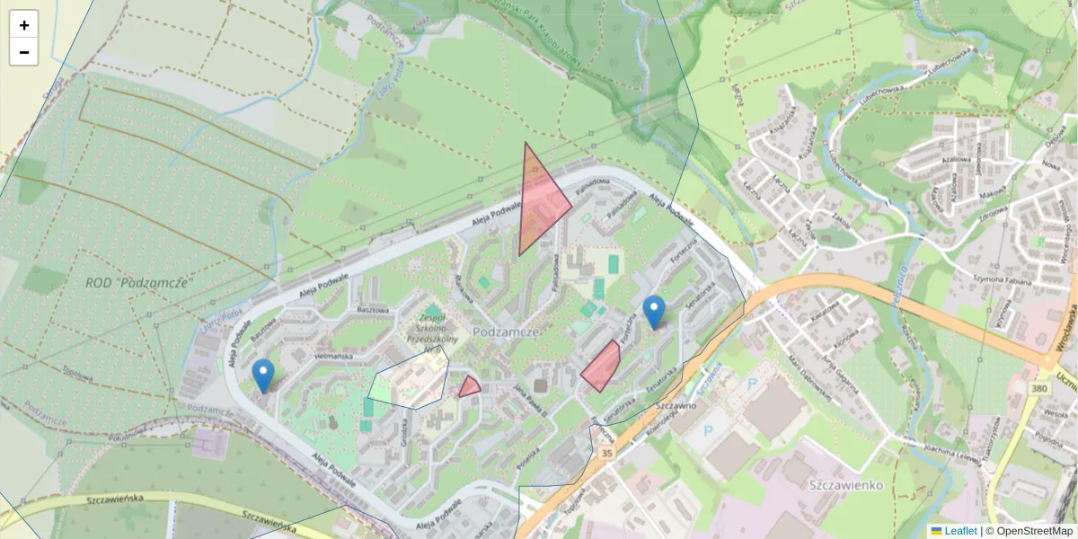 Szczegółowa mapa kodu pocztowego 58-314 z granicami, sąsiednimi kodami pocztowymi i urzędami pocztowymi
