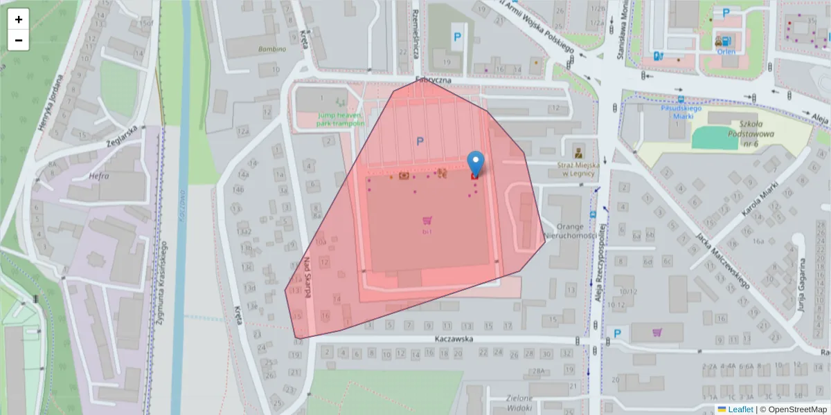 Szczegółowa mapa kodu pocztowego 59-217 z granicami, sąsiednimi kodami pocztowymi i urzędami pocztowymi