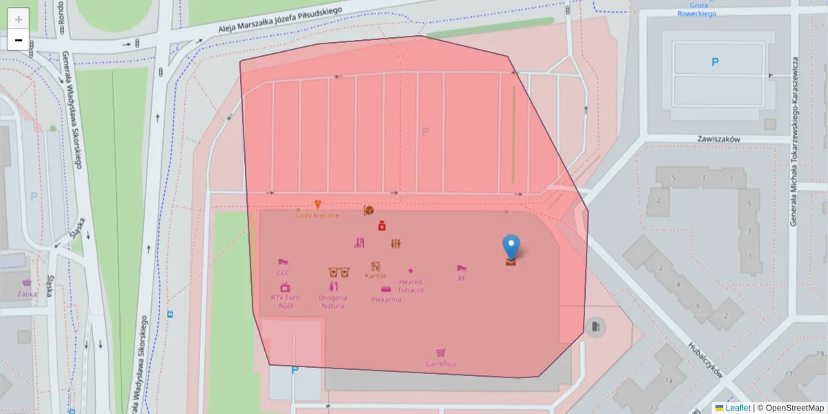 Szczegółowa mapa kodu pocztowego 59-221 z granicami, sąsiednimi kodami pocztowymi i urzędami pocztowymi