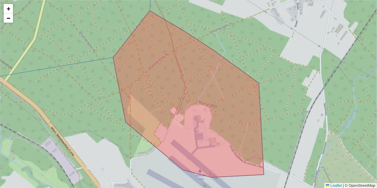 Szczegółowa mapa kodu pocztowego 59-301 z granicami, sąsiednimi kodami pocztowymi i urzędami pocztowymi