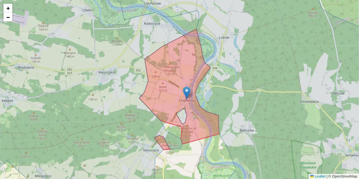 Szczegółowa mapa kodu pocztowego 59-340 z granicami, sąsiednimi kodami pocztowymi i urzędami pocztowymi
