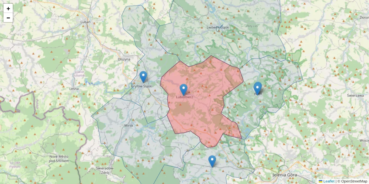 Szczegółowa mapa kodu pocztowego 59-623 z granicami, sąsiednimi kodami pocztowymi i urzędami pocztowymi