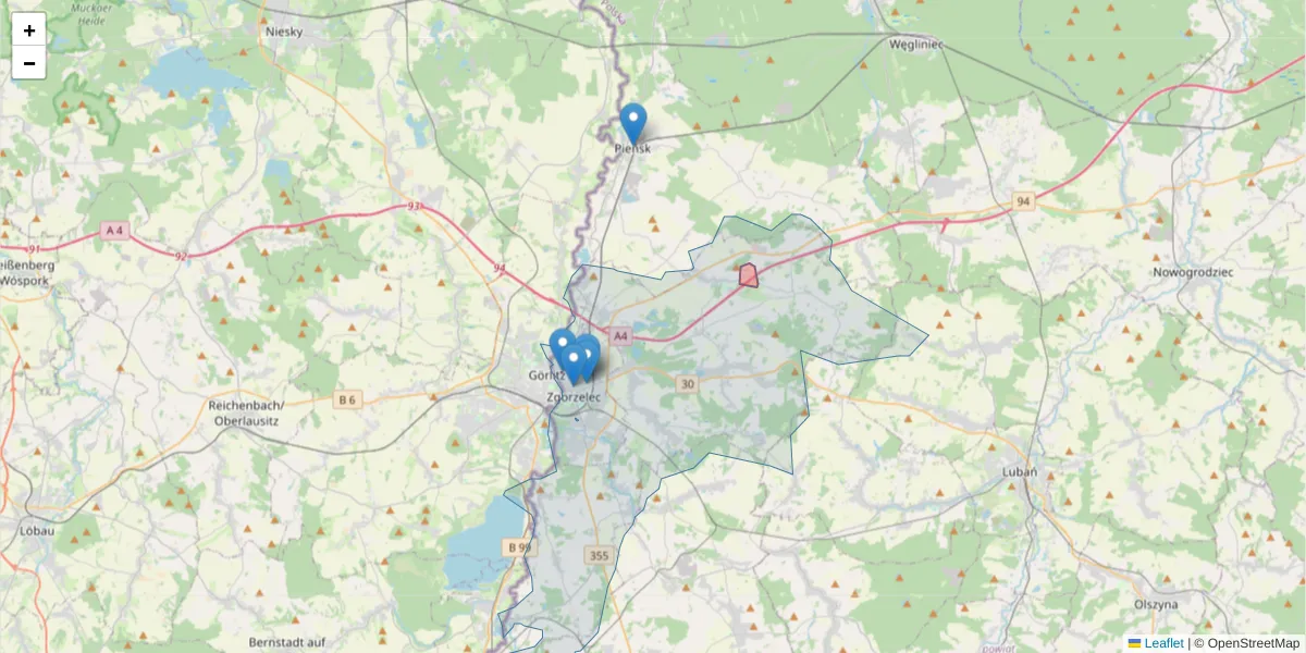 Szczegółowa mapa kodu pocztowego 59-903 z granicami, sąsiednimi kodami pocztowymi i urzędami pocztowymi