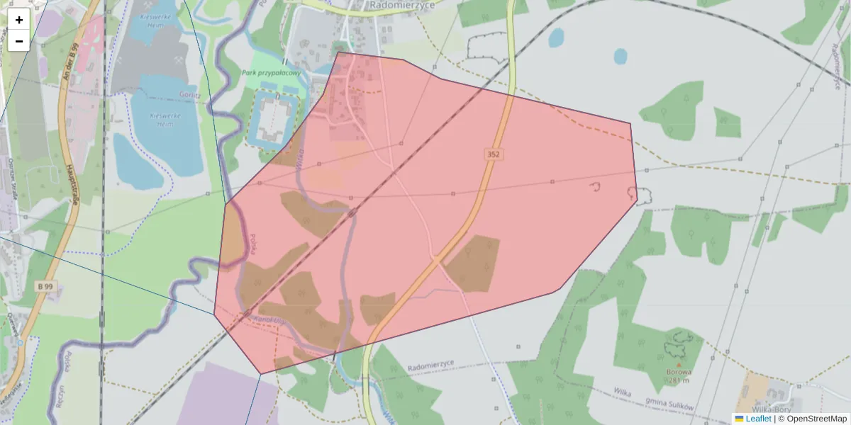 Szczegółowa mapa kodu pocztowego 59-914 z granicami, sąsiednimi kodami pocztowymi i urzędami pocztowymi