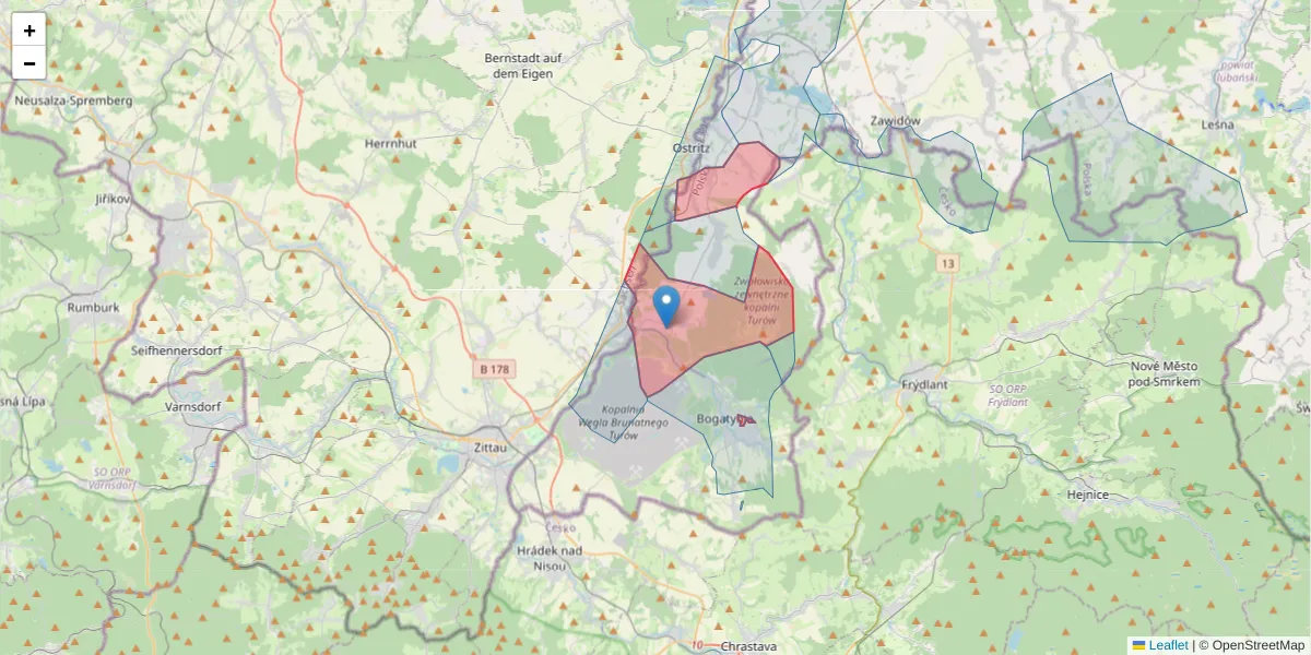Szczegółowa mapa kodu pocztowego 59-916 z granicami, sąsiednimi kodami pocztowymi i urzędami pocztowymi