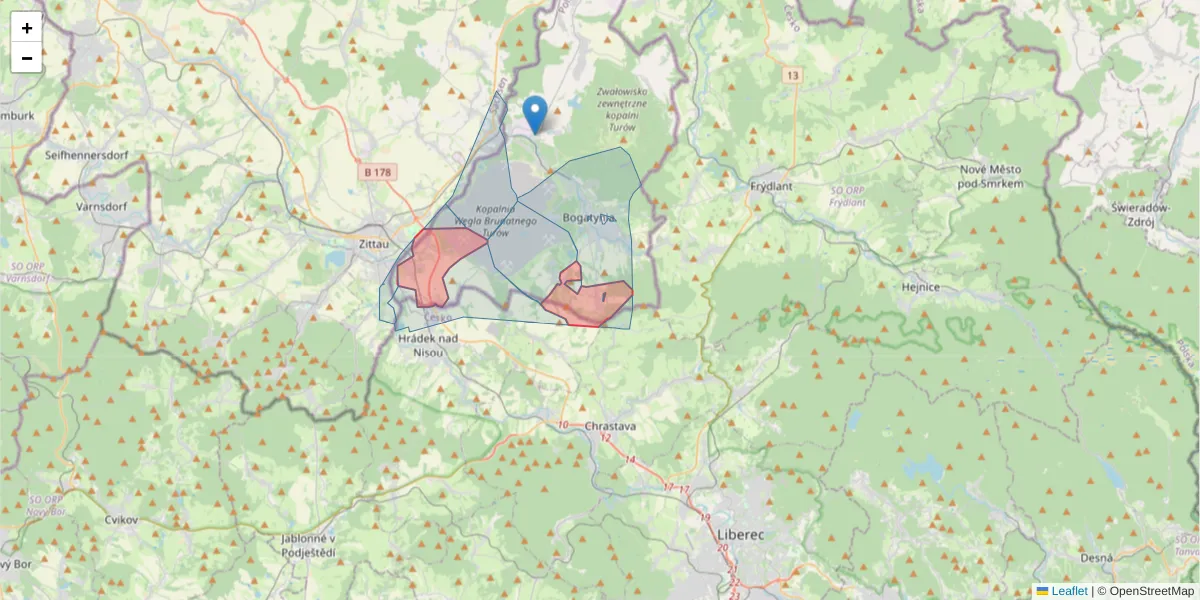 Szczegółowa mapa kodu pocztowego 59-921 z granicami, sąsiednimi kodami pocztowymi i urzędami pocztowymi