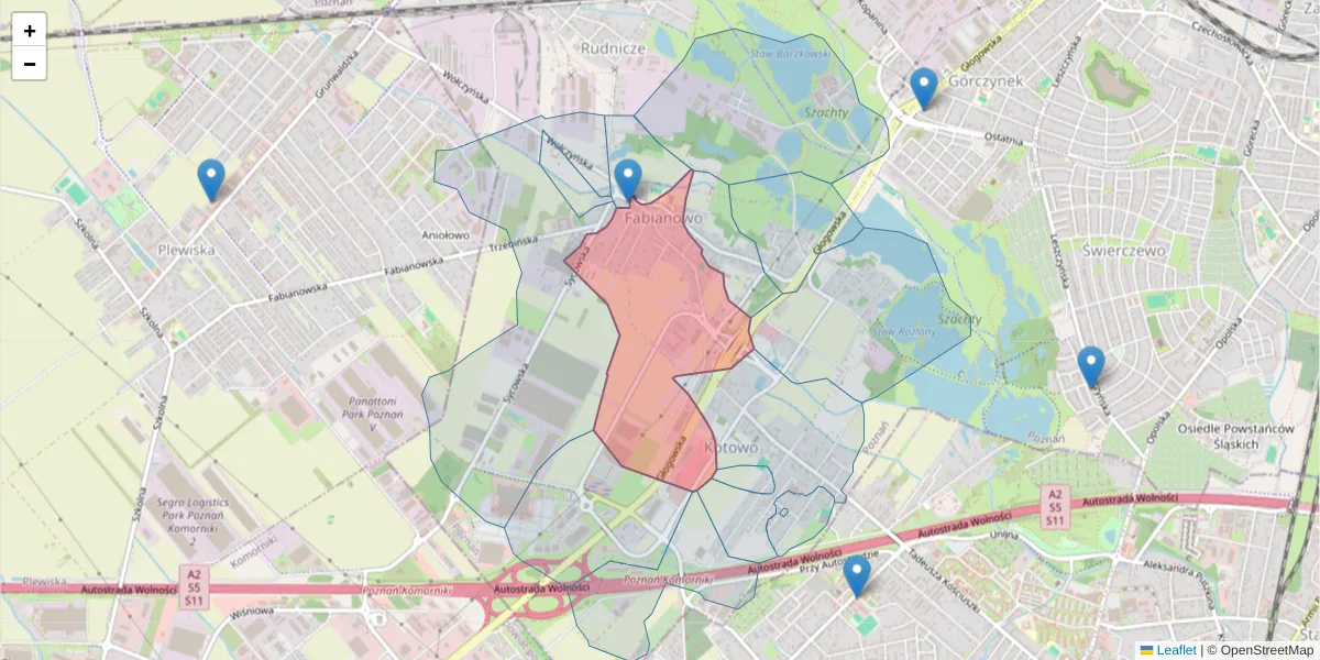 Szczegółowa mapa kodu pocztowego 60-002 z granicami, sąsiednimi kodami pocztowymi i urzędami pocztowymi