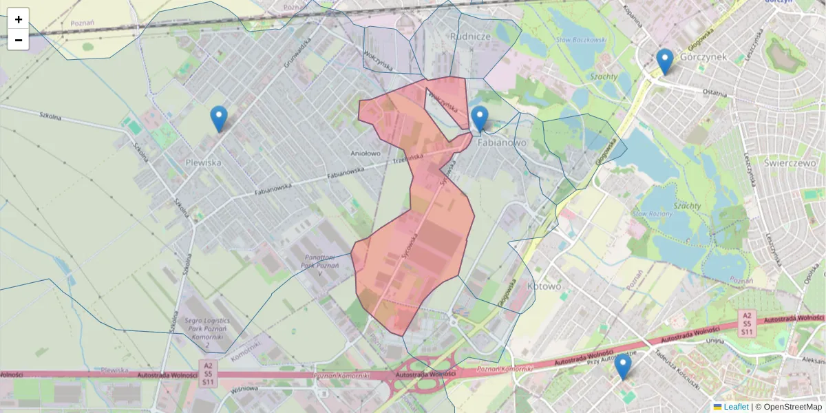 Szczegółowa mapa kodu pocztowego 60-003 z granicami, sąsiednimi kodami pocztowymi i urzędami pocztowymi