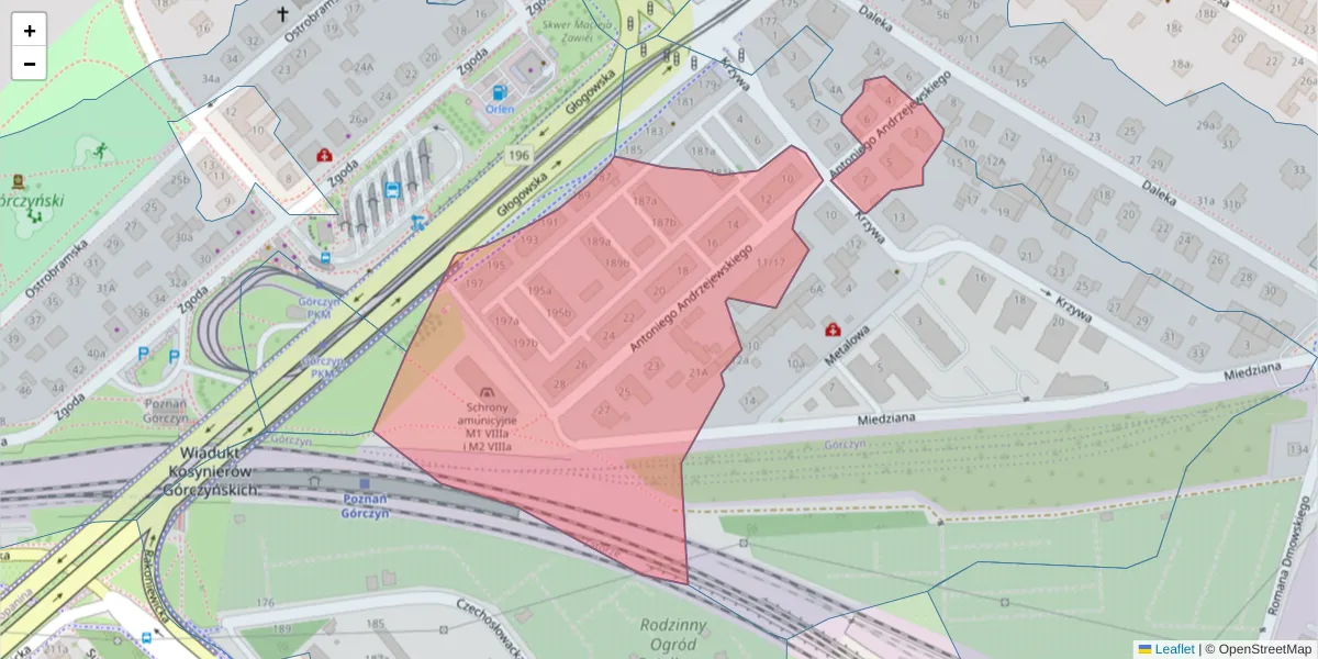 Szczegółowa mapa kodu pocztowego 60-119 z granicami, sąsiednimi kodami pocztowymi i urzędami pocztowymi