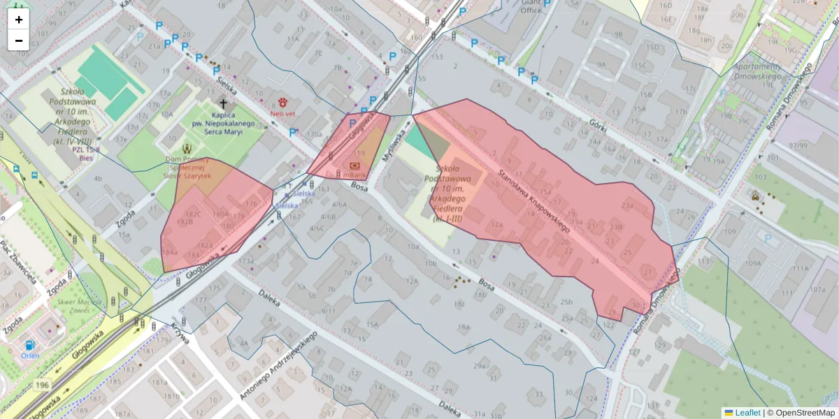 Szczegółowa mapa kodu pocztowego 60-126 z granicami, sąsiednimi kodami pocztowymi i urzędami pocztowymi
